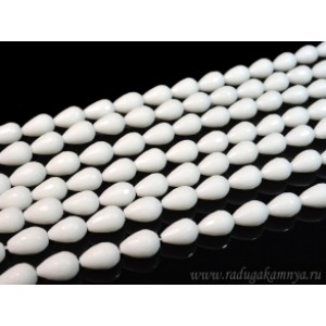 Бусины из агата белого (иск.) капля гр.10*15мм., 39,5см, 27 бусин
