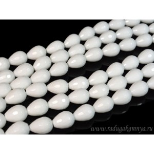 Бусины из агата белого (иск.) капля гр.12*16мм, 39см, 24 бусины