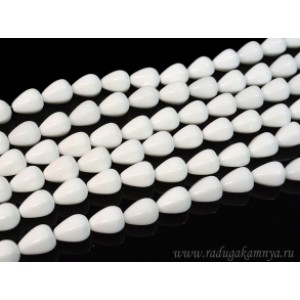 Бусины из агата белого (иск.) капля с гранями 10*14мм, 40см, 29 бусин