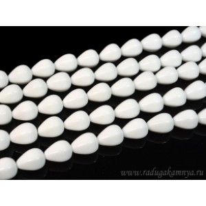 Бусины из агата белого (иск.) капля с гранями 12*16мм, 39см, 25 бусин Бусины из агата белого (иск.) капля с гранями 12*16мм, 39см, 25 бусин