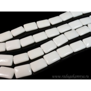 Бусины из агата белого (иск.) прямоугольник 25*18мм, 40см, 16 бусин