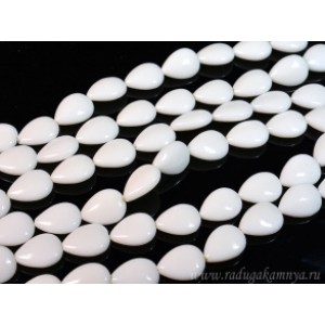 Бусины из агата белого (иск.) капля 16*12мм, 38см, 25 бусин