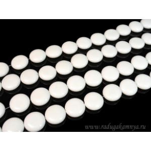 Бусины из агата белого (иск.) круг 20мм, 40см, 20 бусин