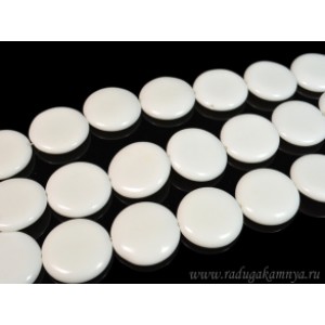 Бусины из агата белого (иск.) круг 30мм, 38см, 13 бусин