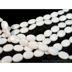 Бусины из агата белого (иск.) овал гр.16*12мм, 40см, 25 бусин