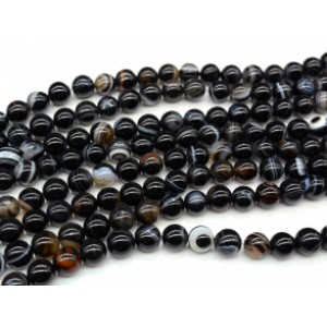 Бусины из агата черного шарик 12мм, 38см, 33 бусины