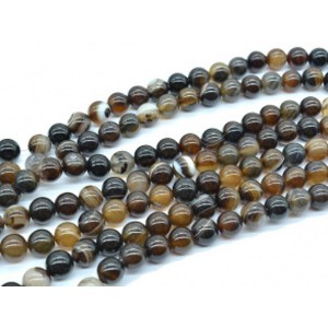 Бусины из агата тонированного шарик 10мм цвет шоколадный, 37см, 36 бусин