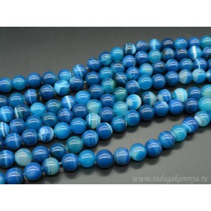 Бусины из агата тонированного шарик 12мм цвет лазурный, 39см, 32 бусины
