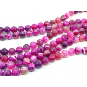 Бусины из агата тонированного шарик 12мм цвет фуксия, 37см, 30 бусин