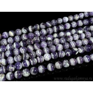 Бусины для рукоделия из аметиста шевронного шарик 12мм, 38,5см, 32 бусины Бусины для рукоделия из аметиста шевронного шарик 12мм, 38,5см, 32 бусины