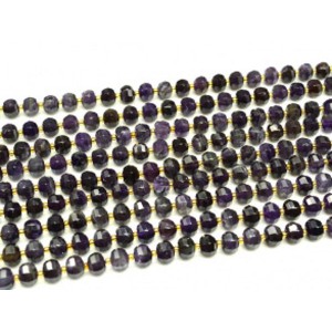 Бусины из аметиста рондель с гранями 10мм, 39см, 40 бусин Бусины из аметиста рондель с гранями 10мм, 39см, 40 бусин