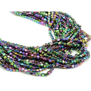 Бусины из гематита кубик 3мм цвет радужный, 40см, 150 бусин