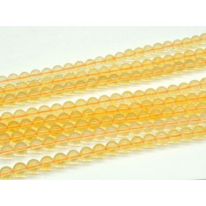 Бусины из горного хрусталя тонированного шарик 4мм цвет цитрин, 37см, 47 бусин