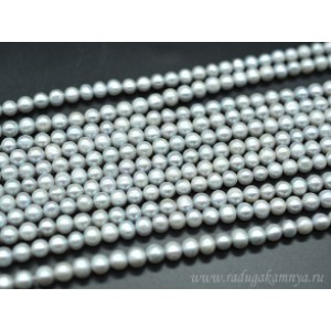 Бусины из жемчуга II шарик 6-7мм серый, 35см, 55 бусин.