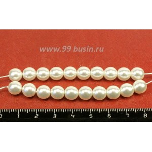 Бусина стеклянная жемчуг на нити 8 мм цвет белый Чехия 20 штук /упаковка