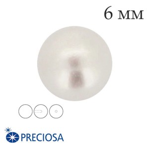 Жемчуг хрустальный Preciosa с несквозным полуотверстием 6 мм White (белый) 1 штука Чехия