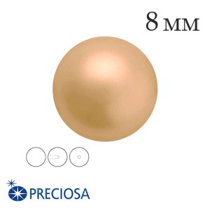 Жемчуг хрустальный Preciosa с несквозным полуотверстием 8 мм Gold 1 штука Чехия