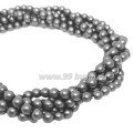 Бусина стеклянная жемчуг на нити 4 мм матовый цвет серый базальт Чехия 60 штук