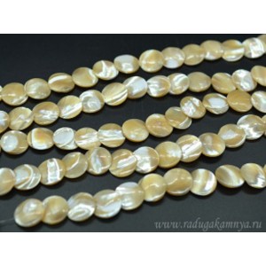 Бусины из перламутра круг 18*18мм, цвет кремовый, 40см, 26 бусин