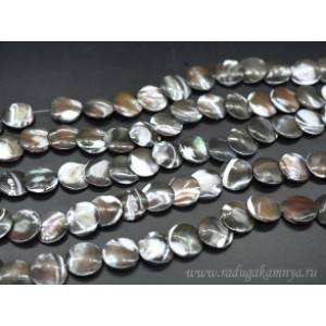 Бусины из перламутра круг 18*18мм, цвет черный, 39см, 25 бусин