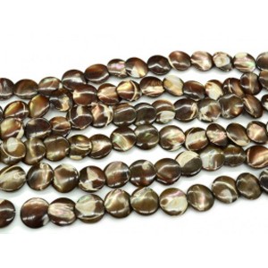 Бусины из перламутра круг 18*18мм, цвет шоколадный, 40см, 26 бусин
