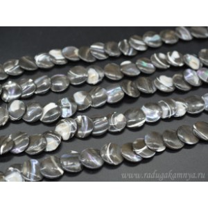 Бусины из перламутра круг 20*20мм, цвет черный, 40см, 25 бусин