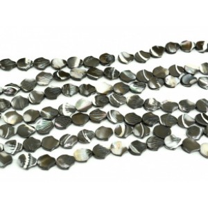 Бусины из перламутра ракушка 10*12мм, цвет черный, 40см, 32 бусины