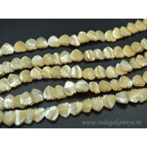 Бусины из перламутра рыбка 12*12мм, цвет кремовый, 39см, 44 бусины