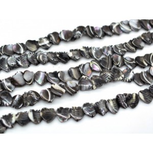 Бусины из перламутра рыбка 12*12мм, цвет черный, 38см, 42 бусины