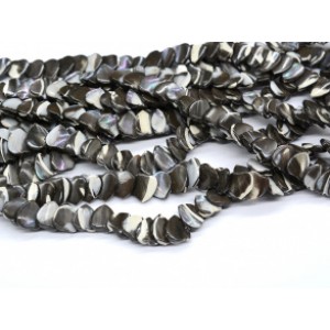 Бусины из перламутра сердце 10*10мм, цвет черный, 37см, 60 бусин