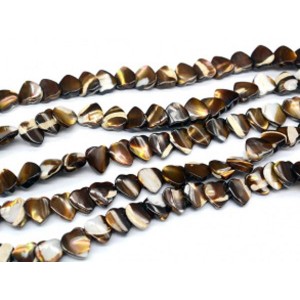 Бусины из перламутра сердце 10*10мм, цвет шоколадный, 39см, 48 бусин