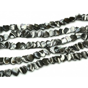 Бусины из перламутра сердце 12*12мм, цвет черный, 37см, 44 бусины