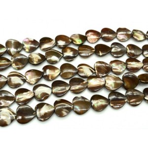 Бусины из перламутра сердце 20*20мм, цвет шоколадный, 38,5см, 20 бусин