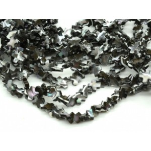 Бусины из перламутра форма 10*10мм, цвет черный, 33см, 47 бусин