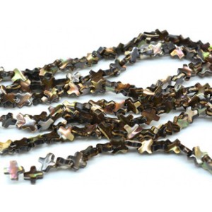 Бусины из перламутра форма 10*10мм, цвет шоколадный, 32см, 46 бусин