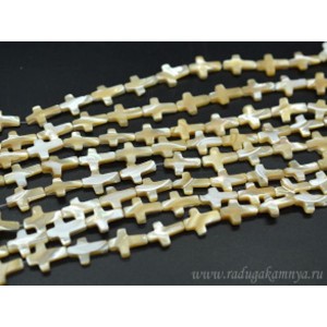 Бусины из перламутра форма 12*18мм, цвет кремовый, 37см, 20 бусин