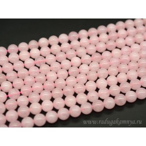 Бусины из розового кварца шарик 10мм, 37см, 36 бусин