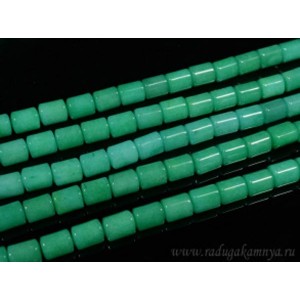 Бусины из кварца тонированного цилиндрик 10*13мм цв.хризопраз, 39см, 31 бусина