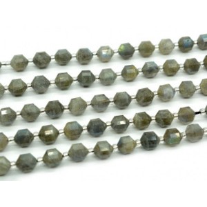 Бусины из лабрадорита граненые 7*8мм, 19см, сет 19 бусин