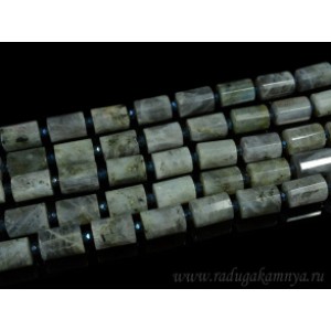 Бусины из лабрадорита цилиндр с гранями 10*14мм, 37,5см, 22 бусины