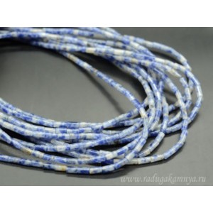 Бусины из лазурита цилиндрик 2*4мм, 38см, 80 бусин