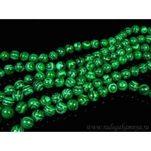 Бусины из малахита искусственного шарик 12мм, 38см, 34 бусины