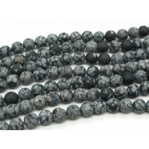 Бусины из обсидиана снежного шарик 12мм матовый, 38см, 32 бусины Бусины из обсидиана снежного шарик 12мм матовый, 38см, 32 бусины