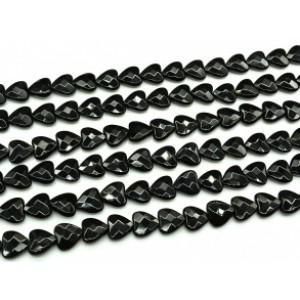 Бусины из оникса черного сердце гр.14*14мм, 36см, 28 бусин