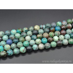 Бусины из хризоколлы шарик 12мм, 38см, 31 бусина Бусины из хризоколлы шарик 12мм, 38см, 31 бусина