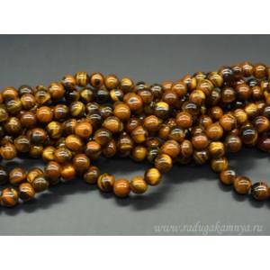Нитка тигровый глаз шарик 8мм Нитка тигровый глаз шарик 8мм