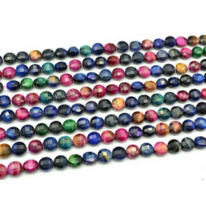 Бусины из тигрового глаза гуммигут круг гр.10мм цвет микс, 38см, 38 бусин