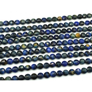 Бусины из тигрового глаза гуммигут круг гр.10мм цвет синий, 38см, 38 бусин