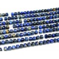 Бусины из тигрового глаза гуммигут кубик 10мм,  цвет синий 38см, 39 бусин,