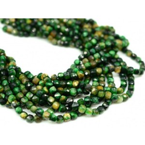 Бусины из тигрового глаза гуммигут кубик 5мм, цвет зеленый, 39см, 72 бусины